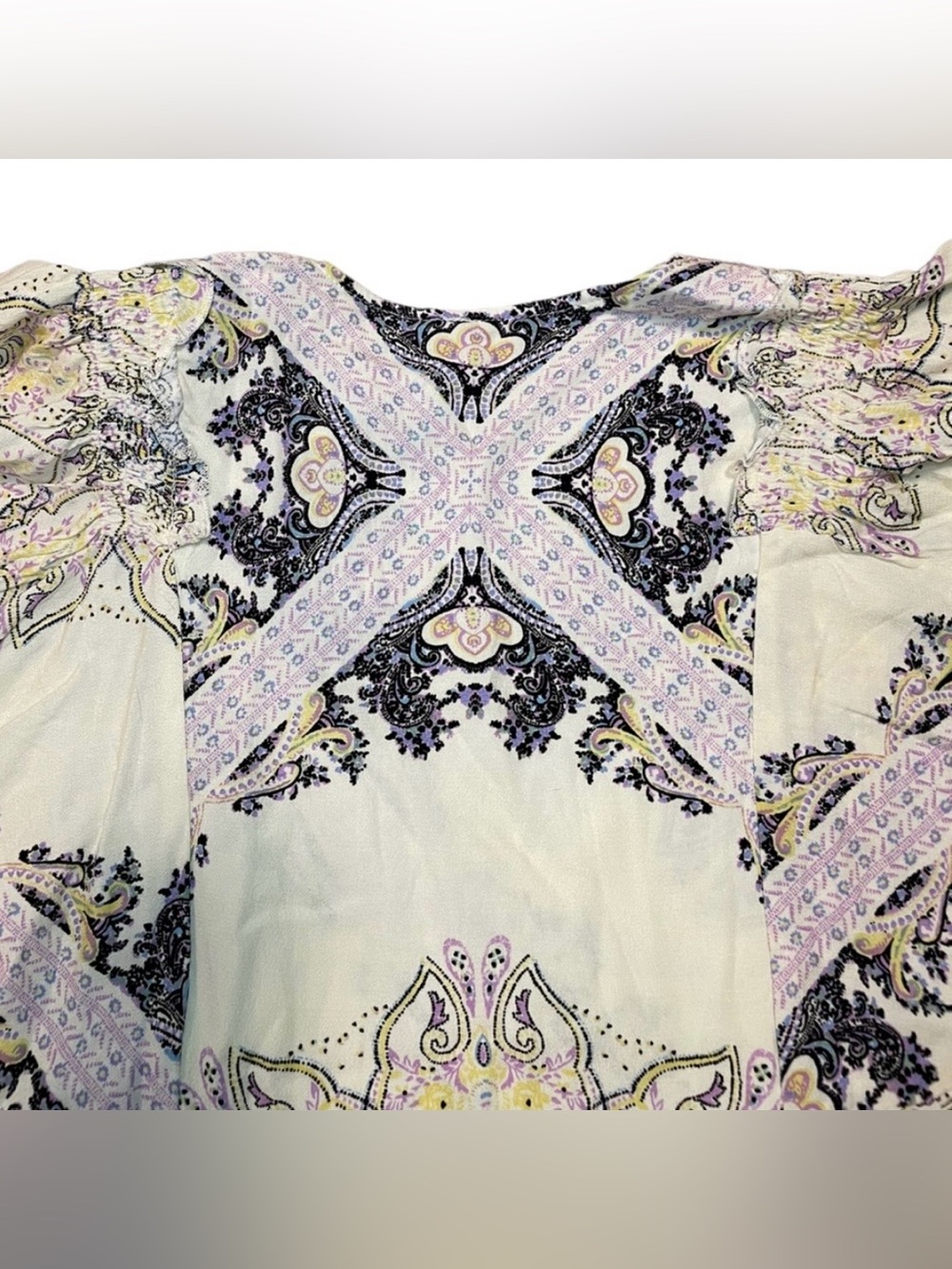 Free People Girl Talk Tunic Top in Ivory Combo, deep V neck, great pockets, EUC - Picture 12 of 12